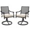 Costway 2 PCS Outdoor Swivel Chairs Patio Dining Chairs with Padded Cushions High Back Beige/Navy